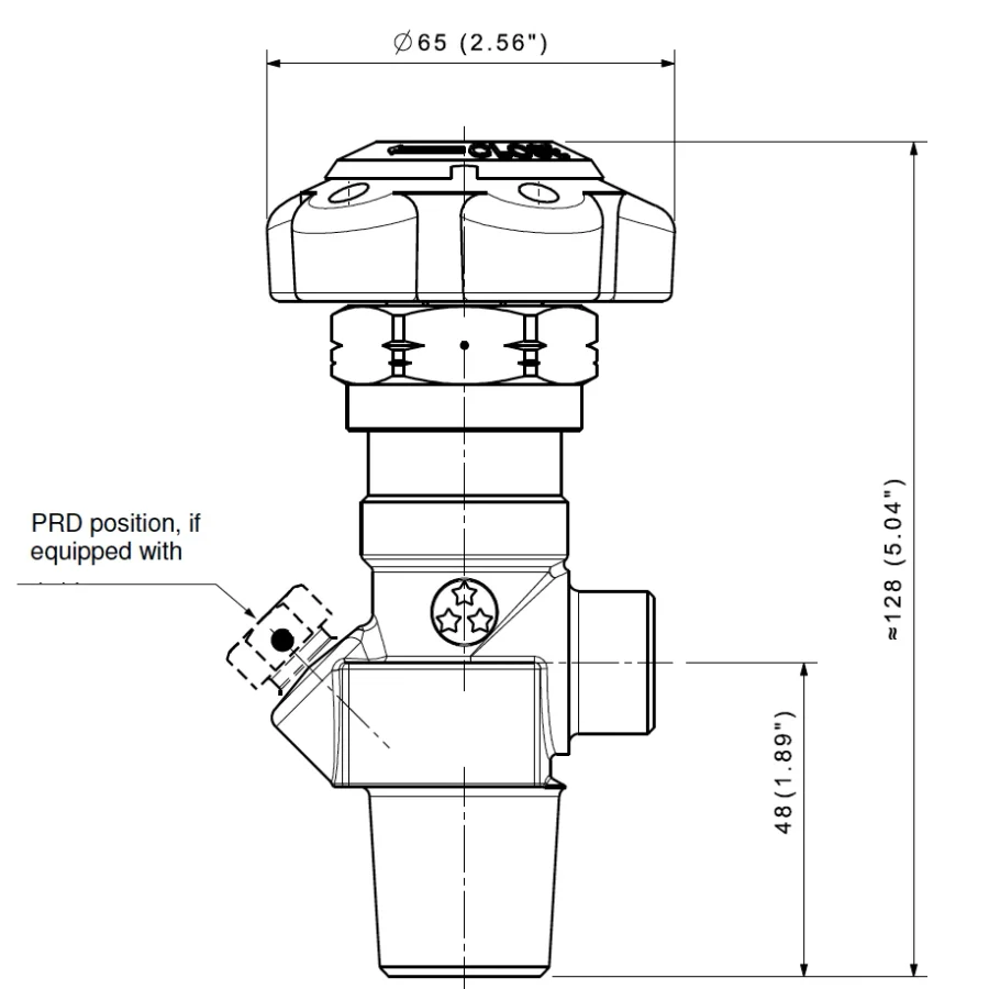 2-pieces sturdy stem design high pressure cylinder valves for corrosive gases – D160S — 1