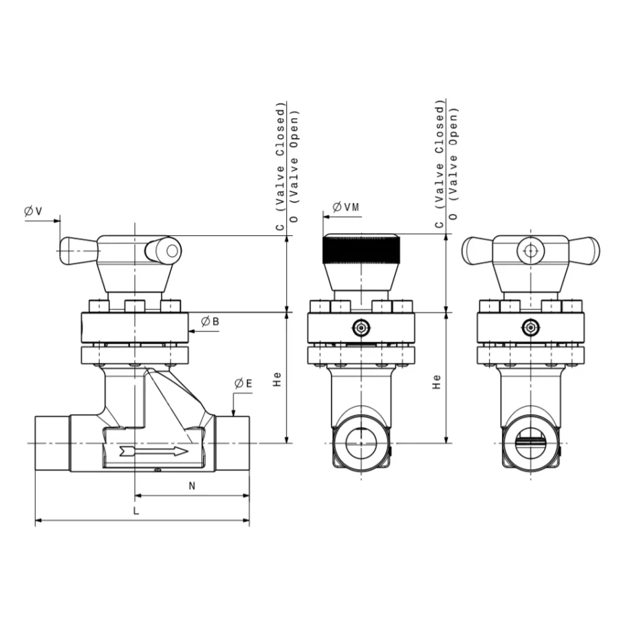 Bellows low to high pressure valve for HP, UHP, corrosive gases and fluids – K300 — 2
