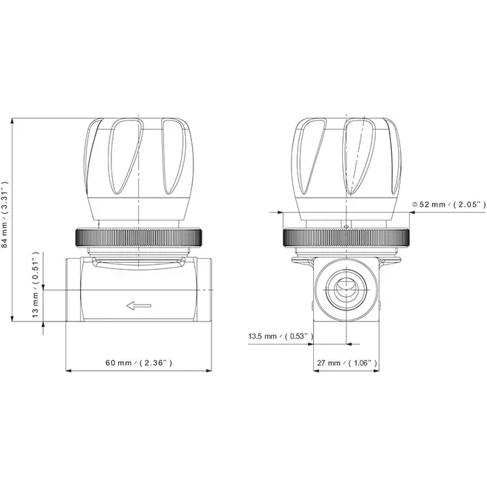 Diaphragm low pressure line valve for high flow - VM45 — 3