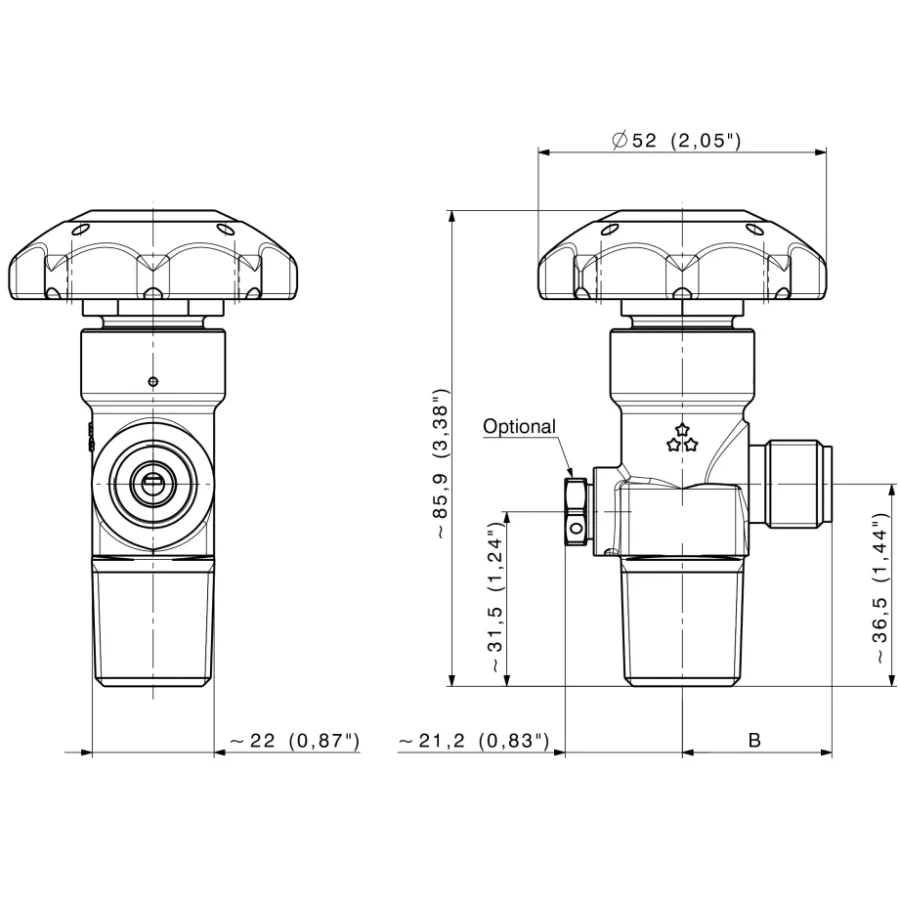 Diaphragm seal lecture bottle valve - D250 — 1
