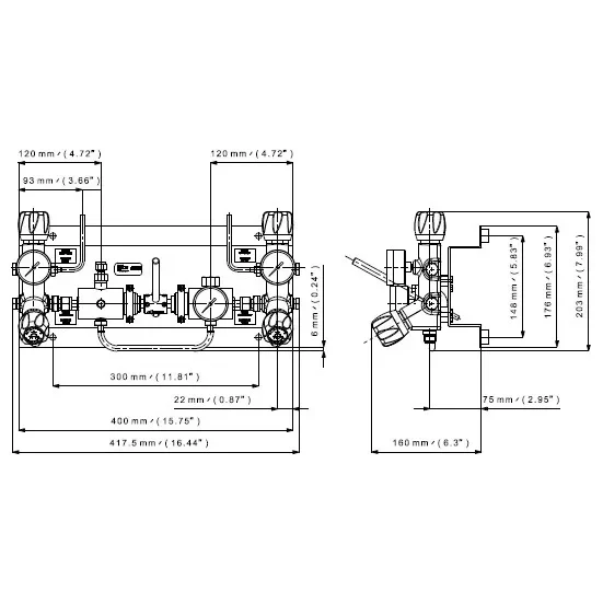 Diaphragm single stage automatic switchover board with manual reset - TDI High Purity — 1