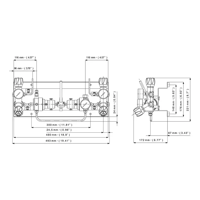 Diaphragm single stage automatic switchover board with manual reset - TDI Specyl — 1