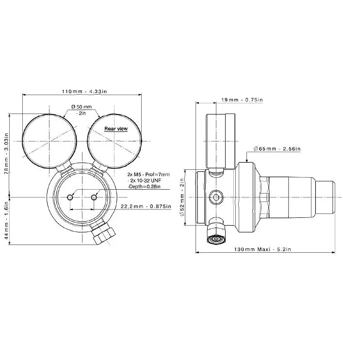 Diaphragm single stage high pressure regulator for medical gases - BSC290/390 — 1