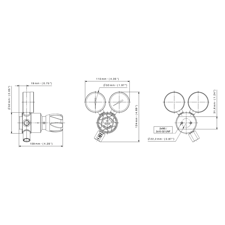 Diaphragm single stage high pressure regulator for NO gas mixtures - BSC280/380 — 1