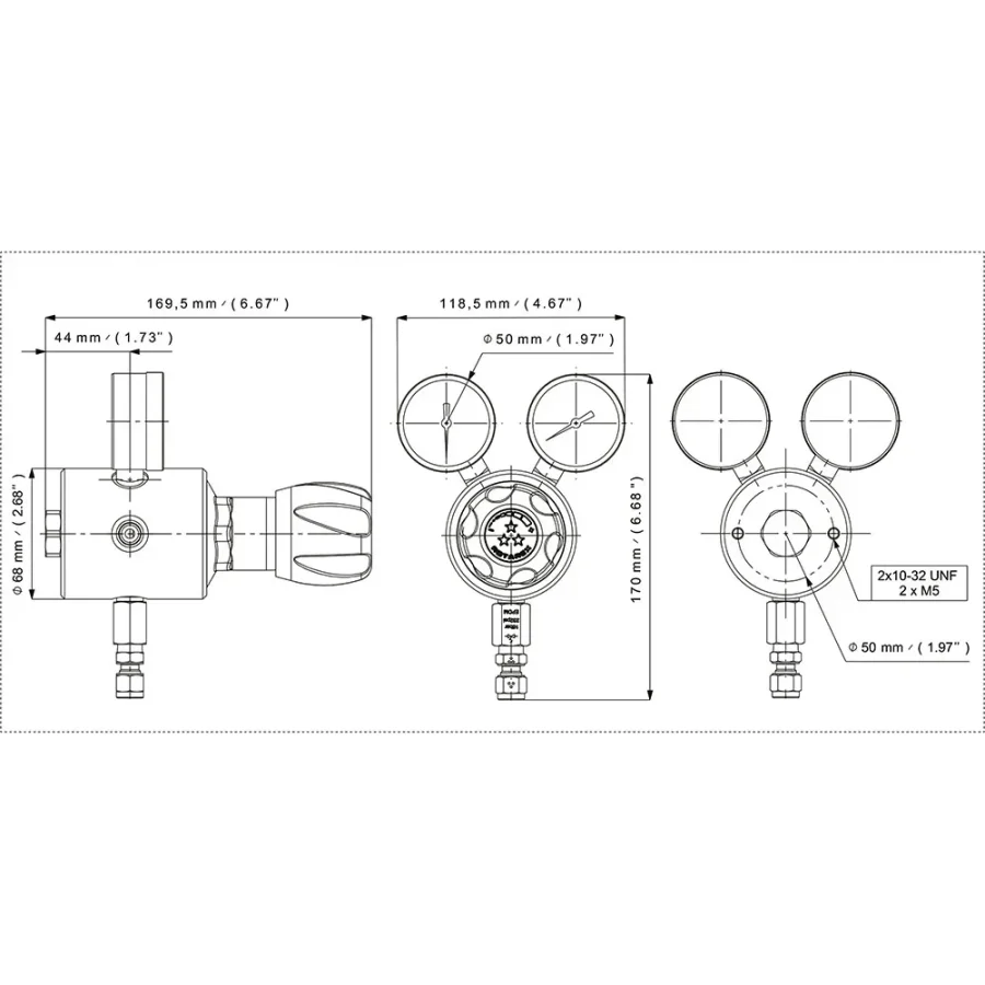 Diaphragm single stage high pressure regulator with balanced valve - S800 — 2