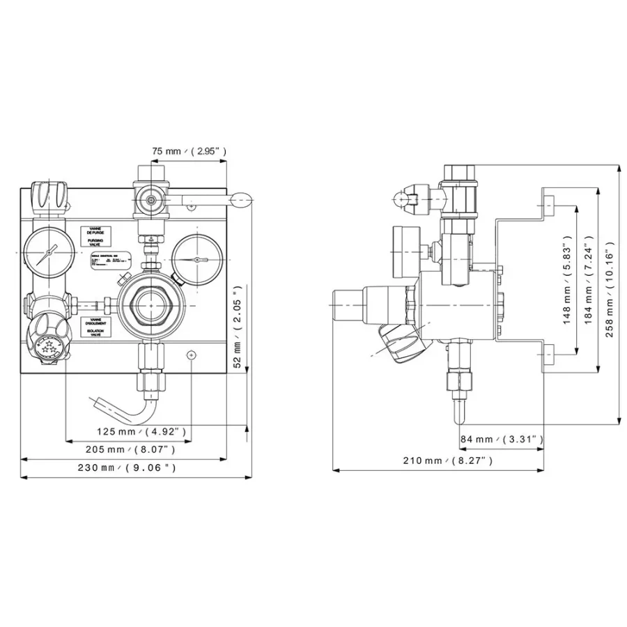 Diaphragm single stage supply board with balanced valve - MOD — 5