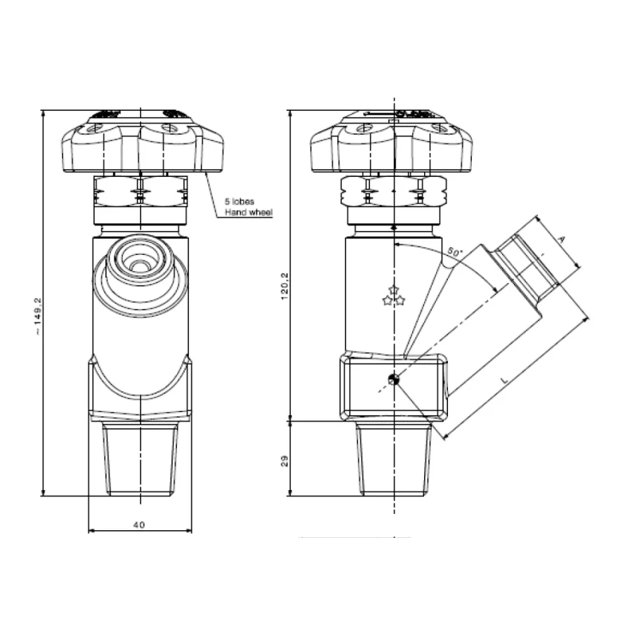 Drum valve, 2-pieces sturdy stem packed type design for corrosive and toxic gases – D154S — 1