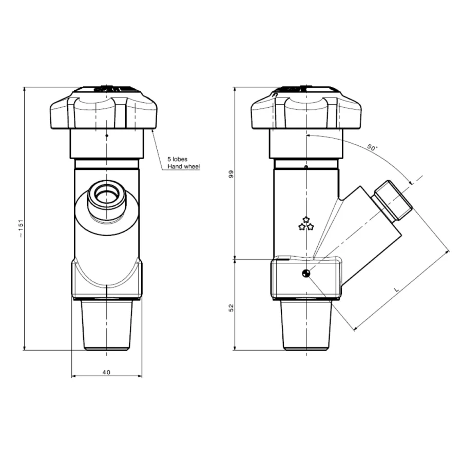 Drum valve, 2-pieces sturdy stem packed type design for corrosive and toxic gases – D158 — 1
