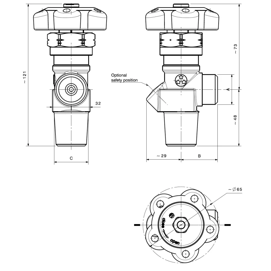 High pressure cylinder valves, packed needle stem design, for high purity gases - D100 — 1