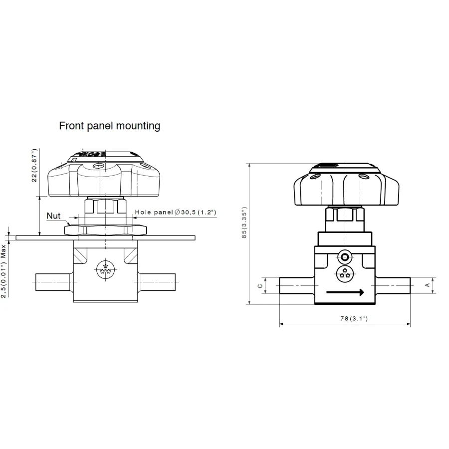 High Pressure manual line valve for UHP gases – D639S — 2