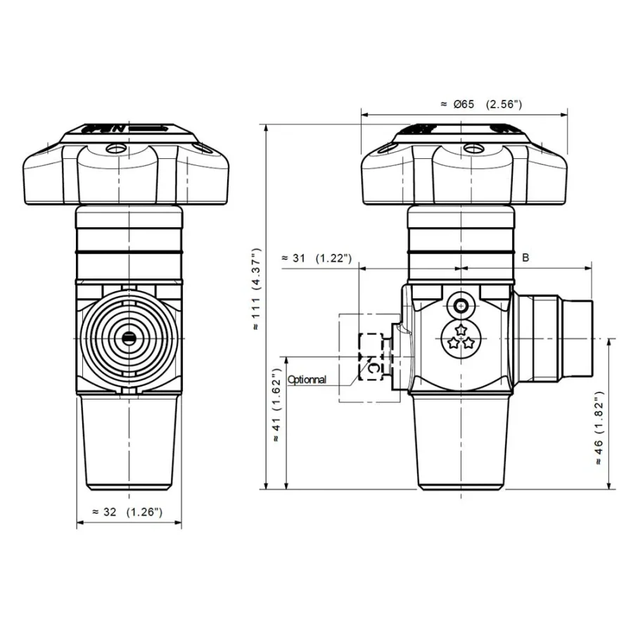 High pressure UHP cylinder valve for highly oxidizing gases – D306 — 2
