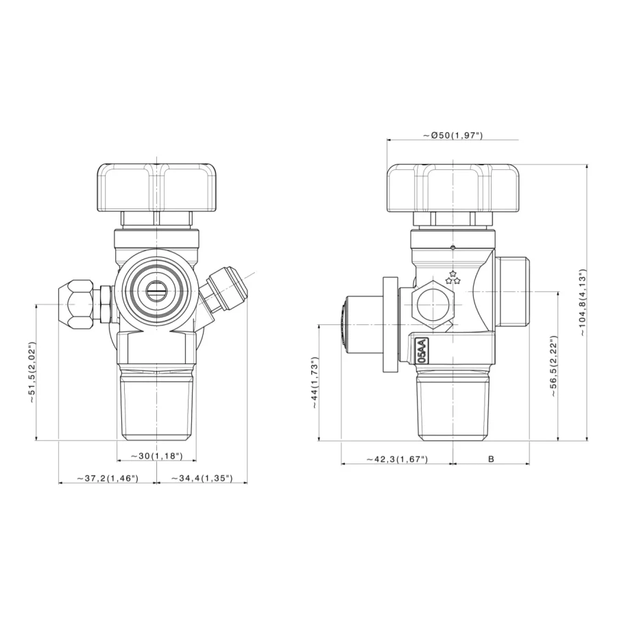 Low pressure dual port brass cylinder valves - D285 — 1