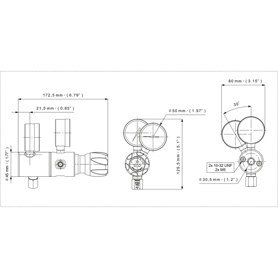 Piston/Bellow dual stage high pressure regulator - D230 — 2