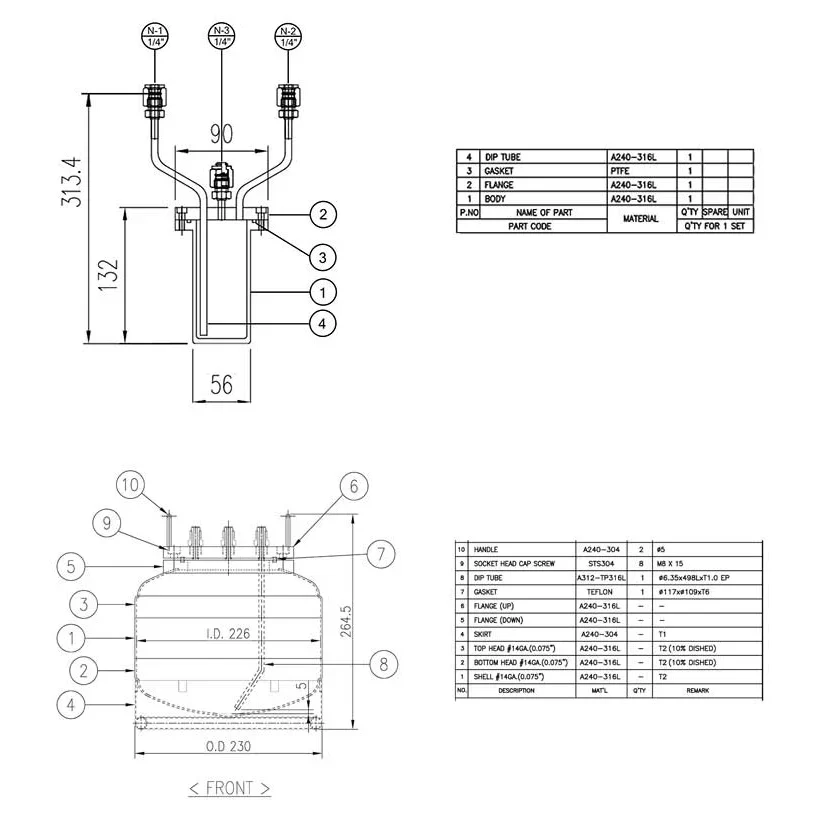Small stainless-steel Canister for high-purity, metalorganic precursors and dopants - RX507L — 1