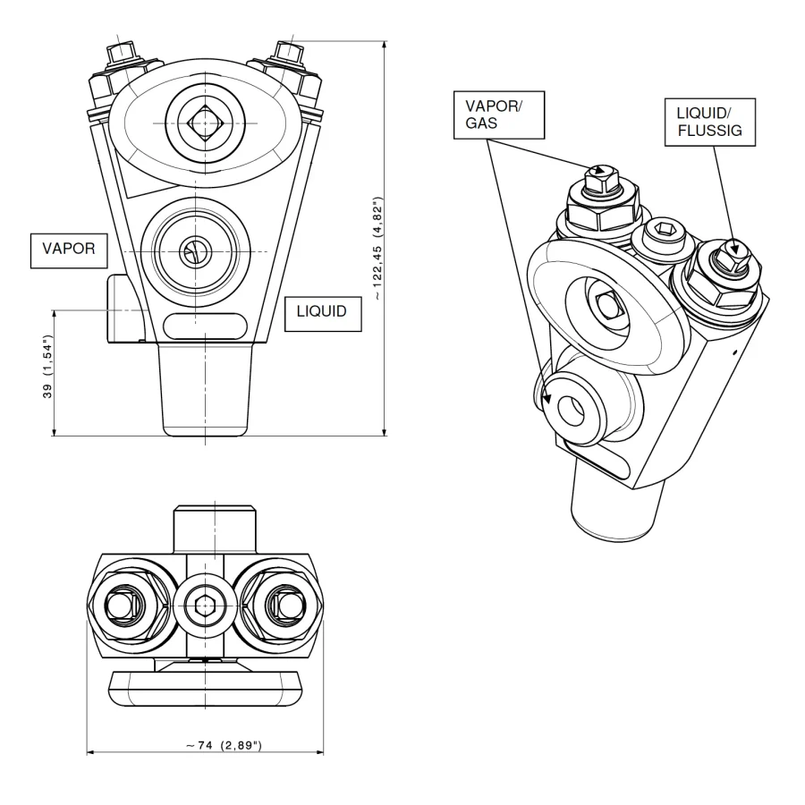 Spring loaded dual port cylinder valve for corrosive gases – D195S — 1