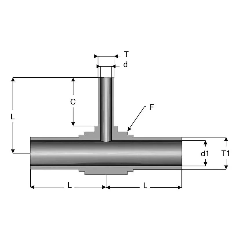 UHP Fitting Automatic Buttweld Reducing Tee Without Shoulder - RT-ABW — 1